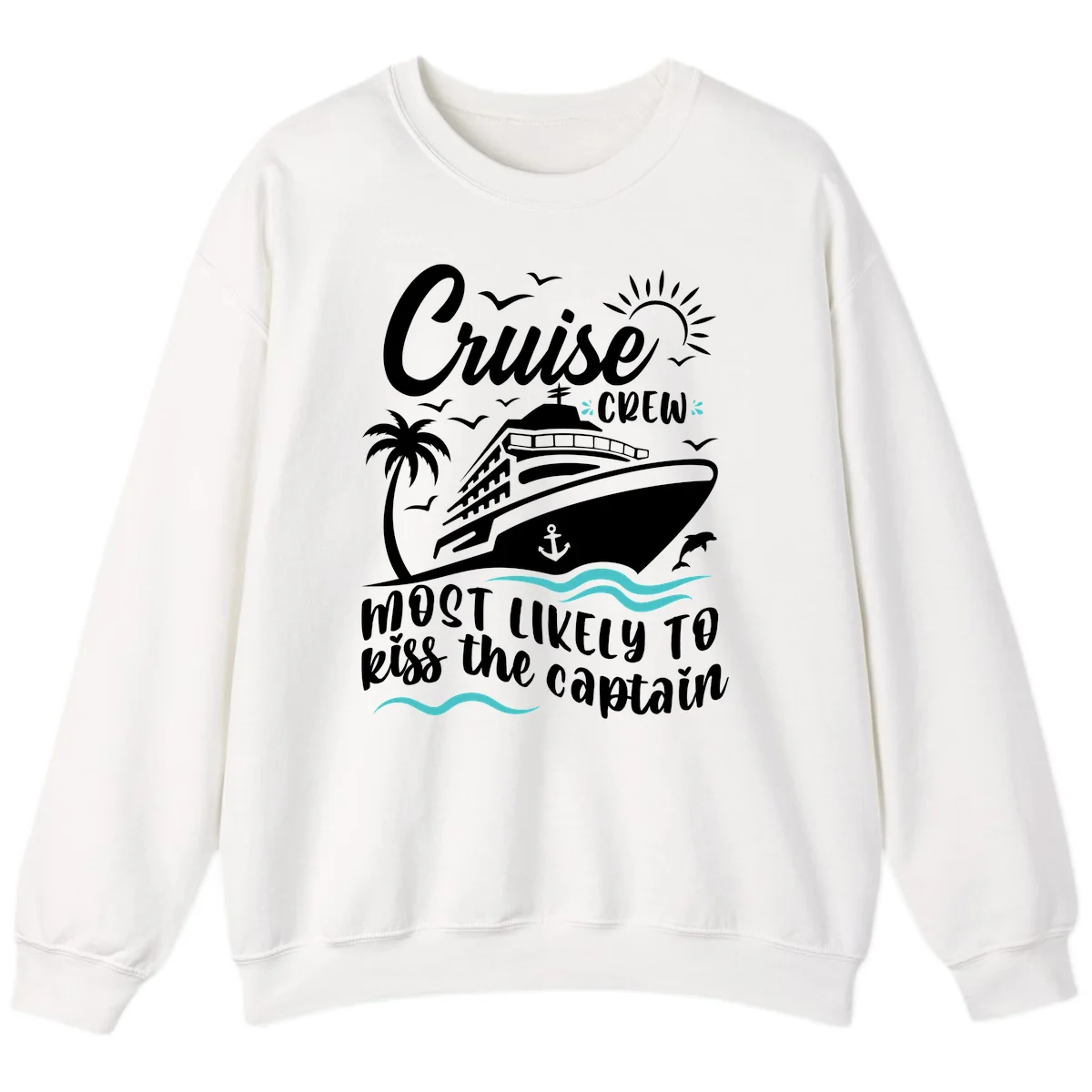 Cruise Crew Kiss The Captain Crewneck Sweatshirt in White