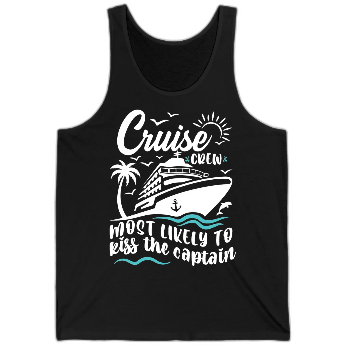 Cruise Crew Kiss The Captain Tank Top in Black