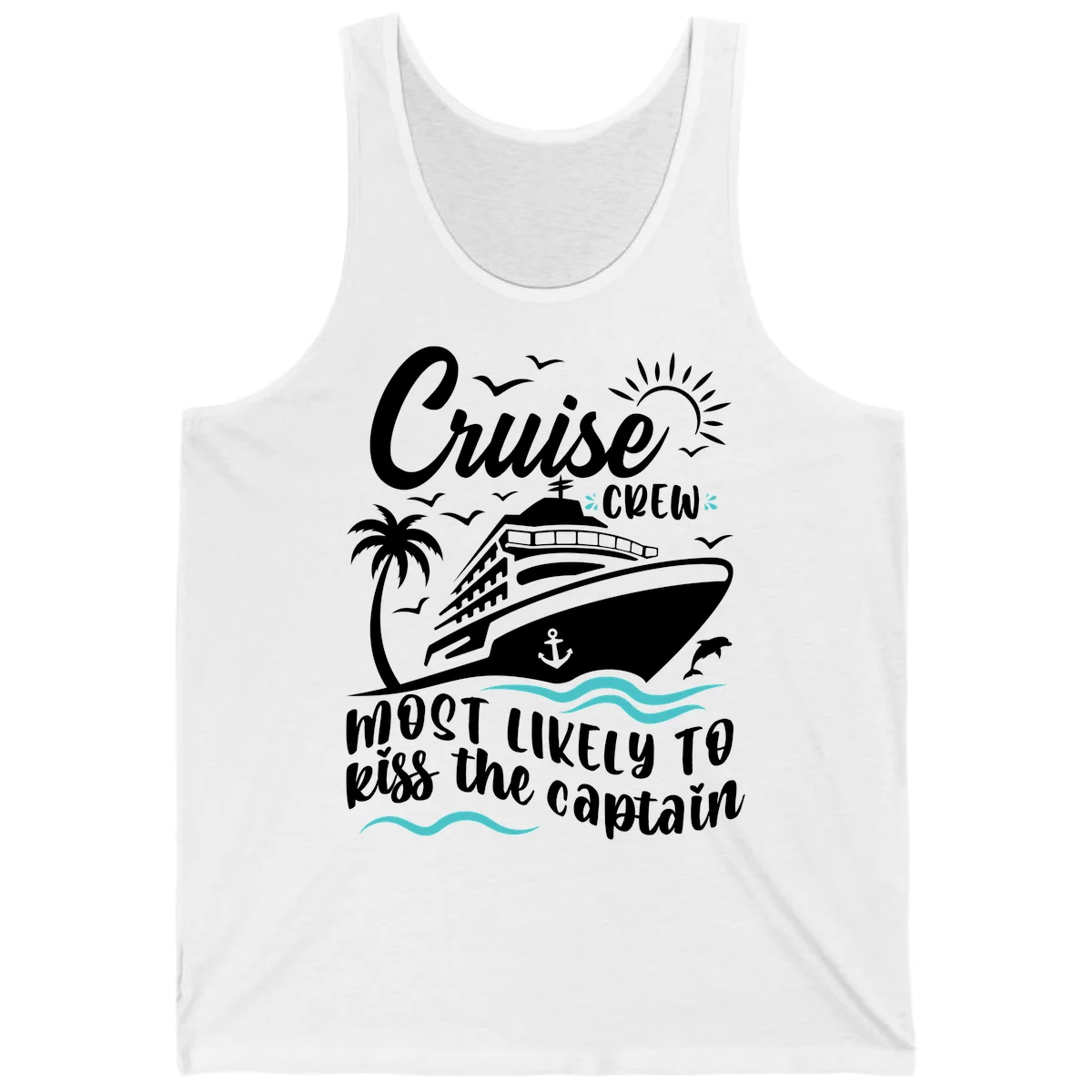 Cruise Crew Kiss The Captain Tank Top in White
