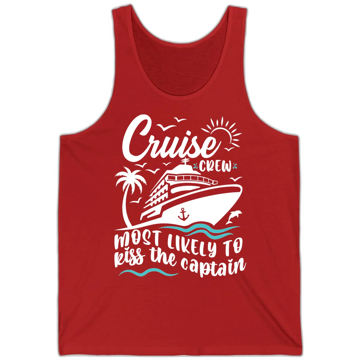 Cruise Crew Kiss The Captain Tank Top in Red