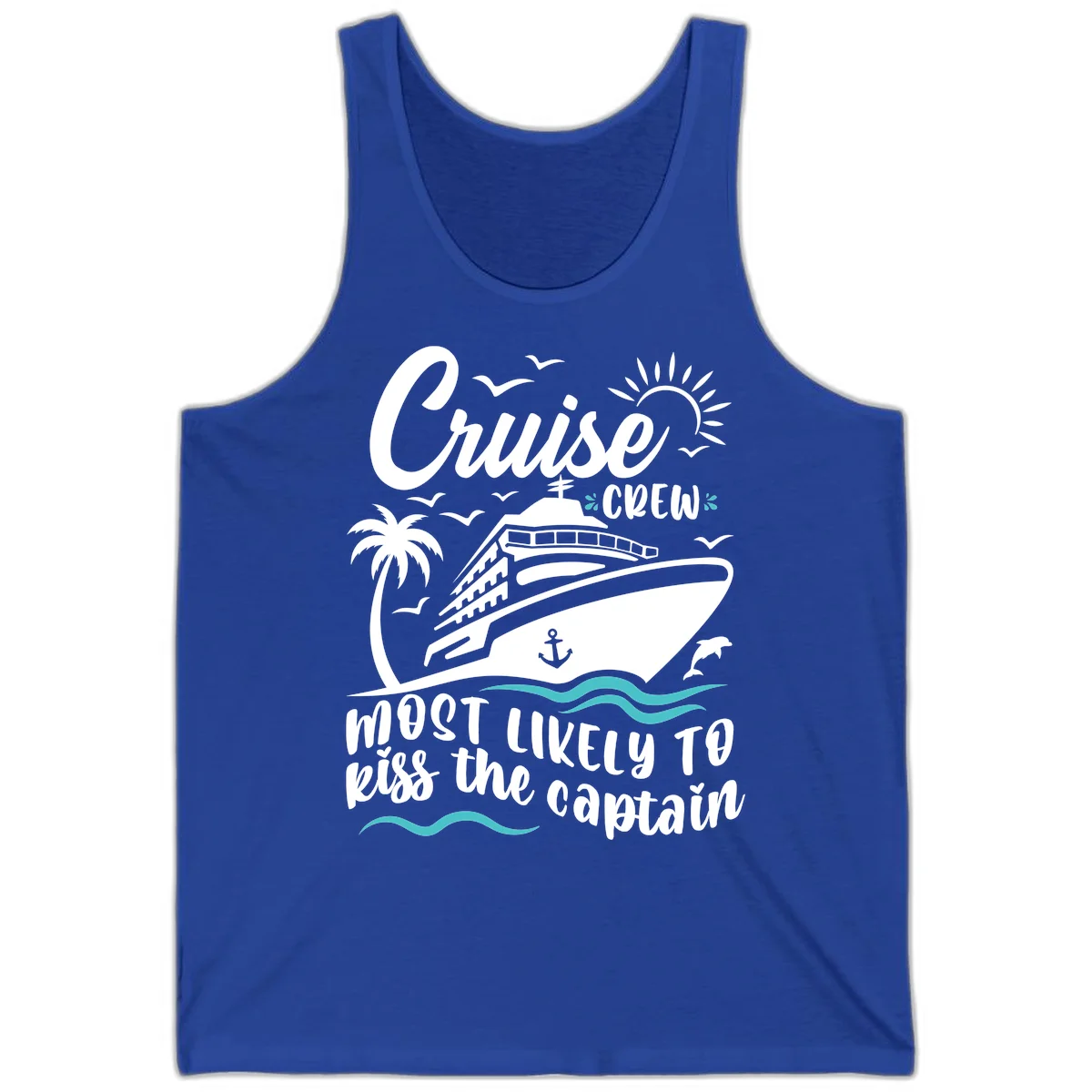 Cruise Crew Kiss The Captain Tank Top in True Royal