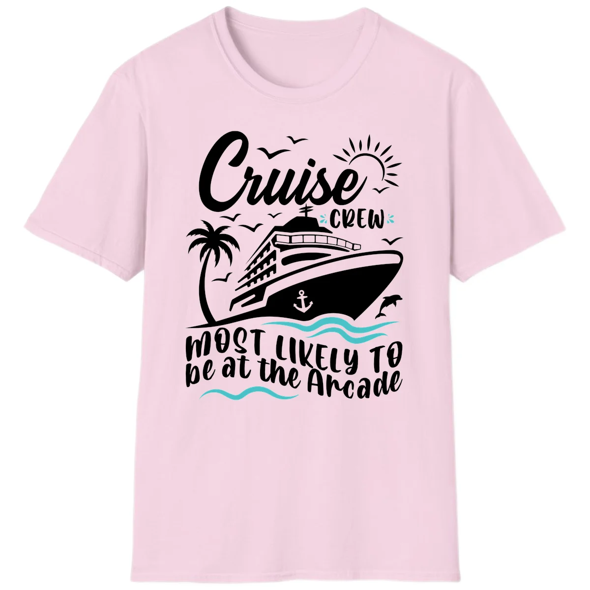 Cruise Crew Most Likely to be at the Arcade T-Shirt in Light Pink