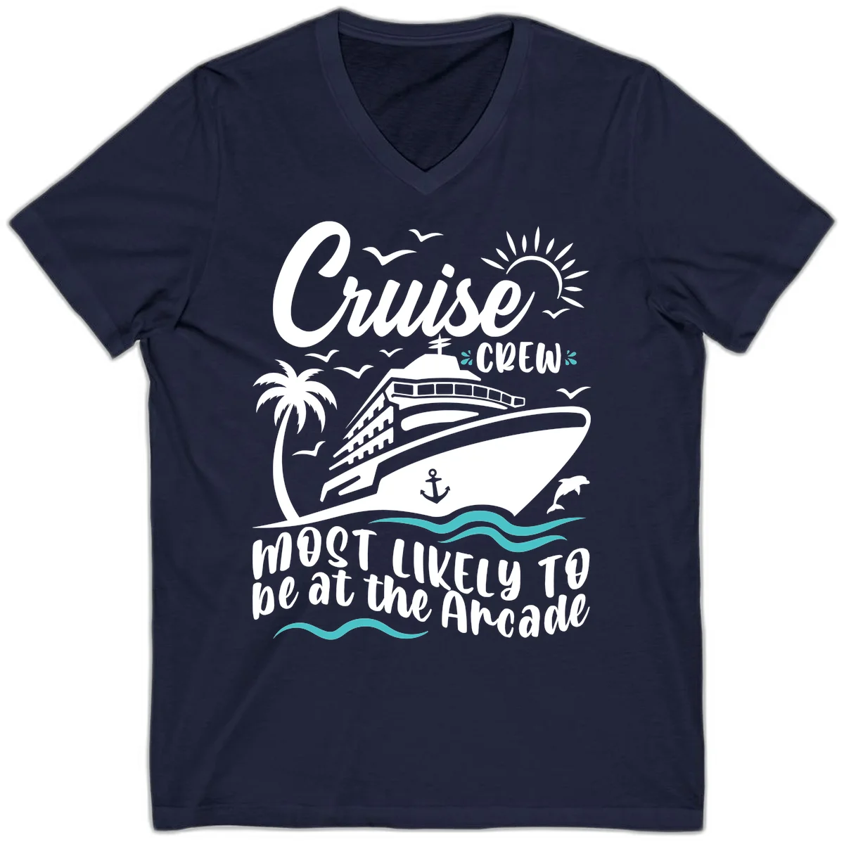 Cruise Crew Most Likely to be at the Arcade V-Neck in Navy