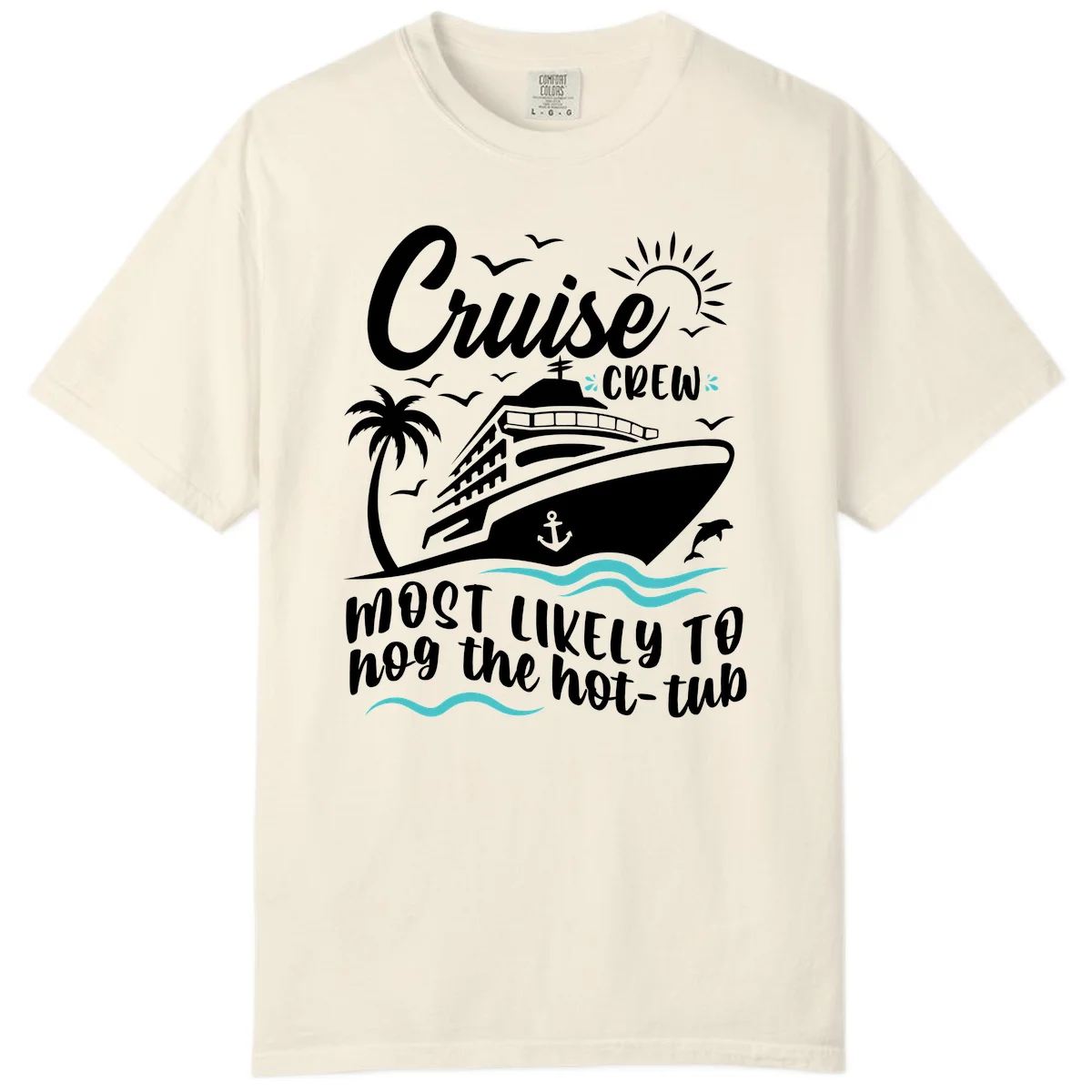 Cruise Crew Hot Tub Humor Comfort Color Tee in Ivory