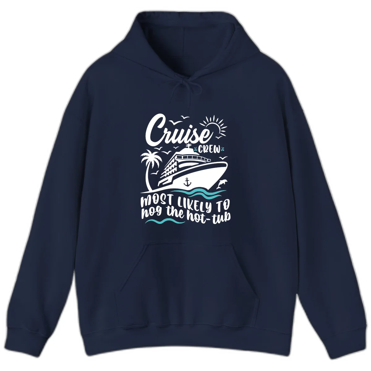 Cruise Crew Hot Tub Humor Hoodie in Navy