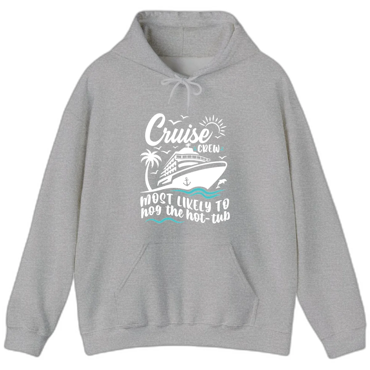 Cruise Crew Hot Tub Humor Hoodie in Sport Grey