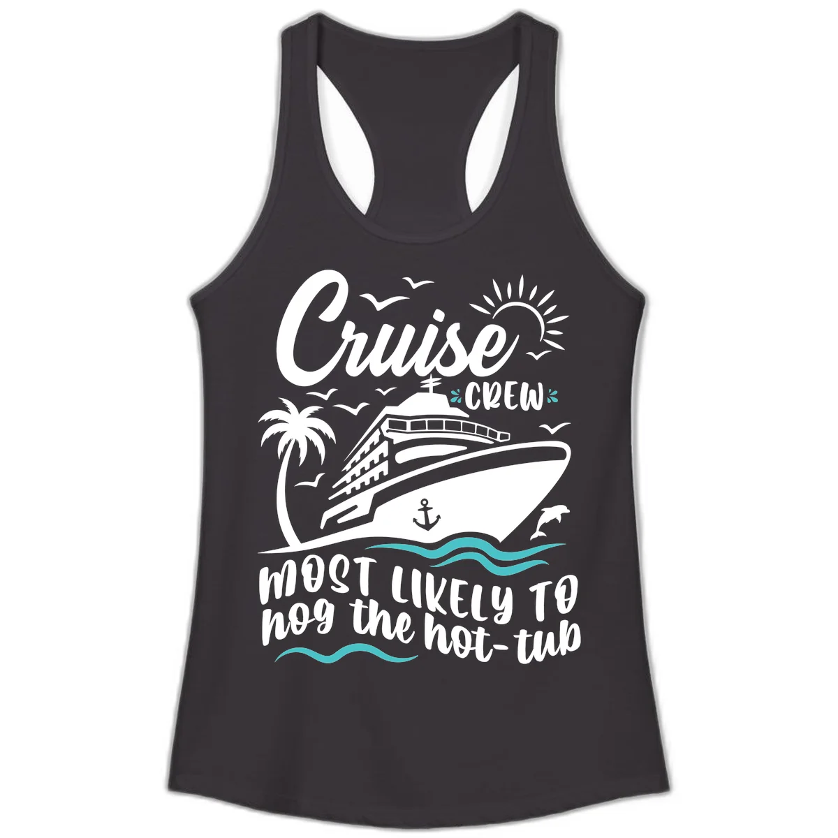 Cruise Crew Hot Tub Humor Ladies Tank in Black