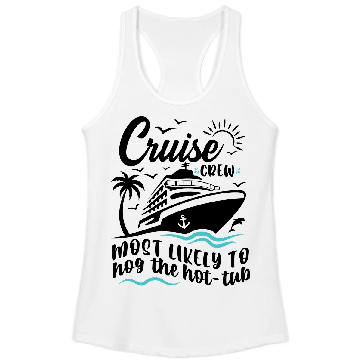 Cruise Crew Hot Tub Humor Ladies Tank in White