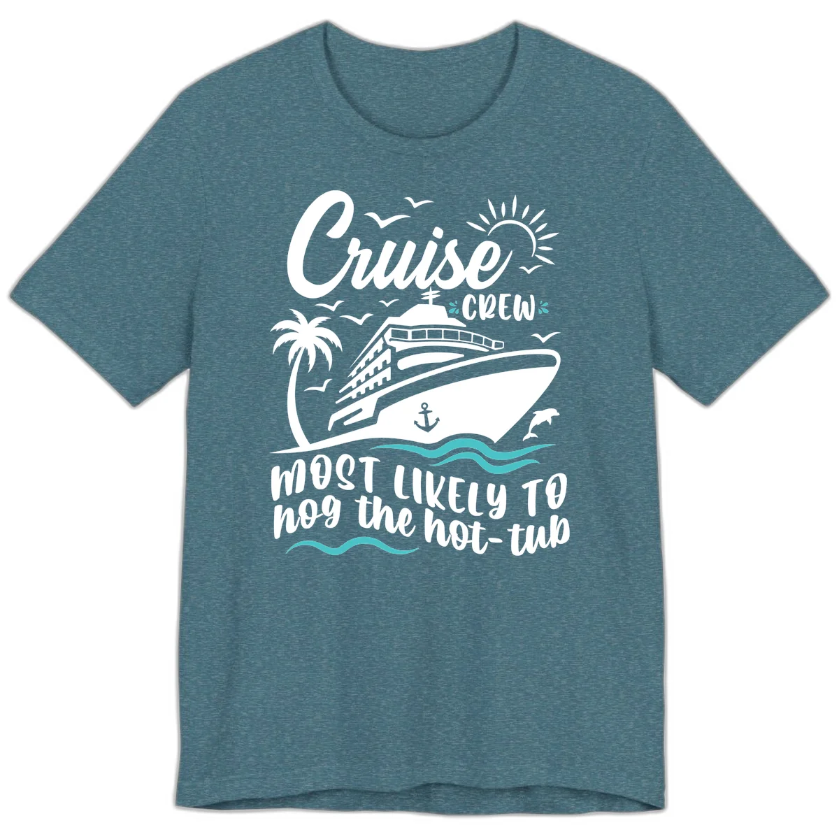 Cruise Crew Hot Tub Humor Premium T-Shirt in Heather Deep Teal