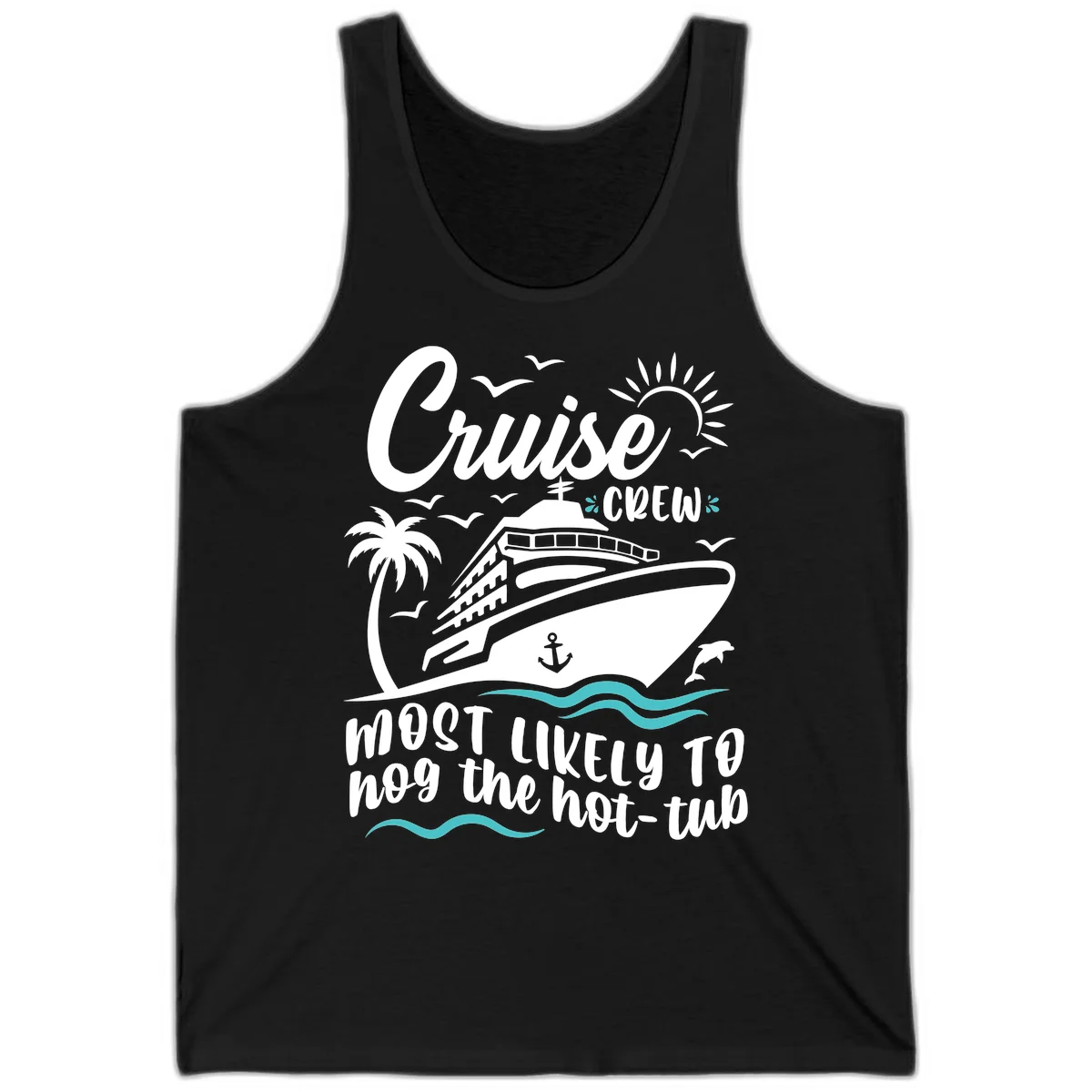 Cruise Crew Hot Tub Humor Tank Top in Black