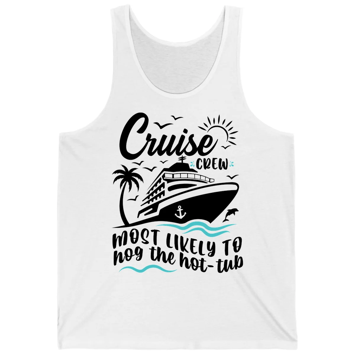 Cruise Crew Hot Tub Humor Tank Top in White