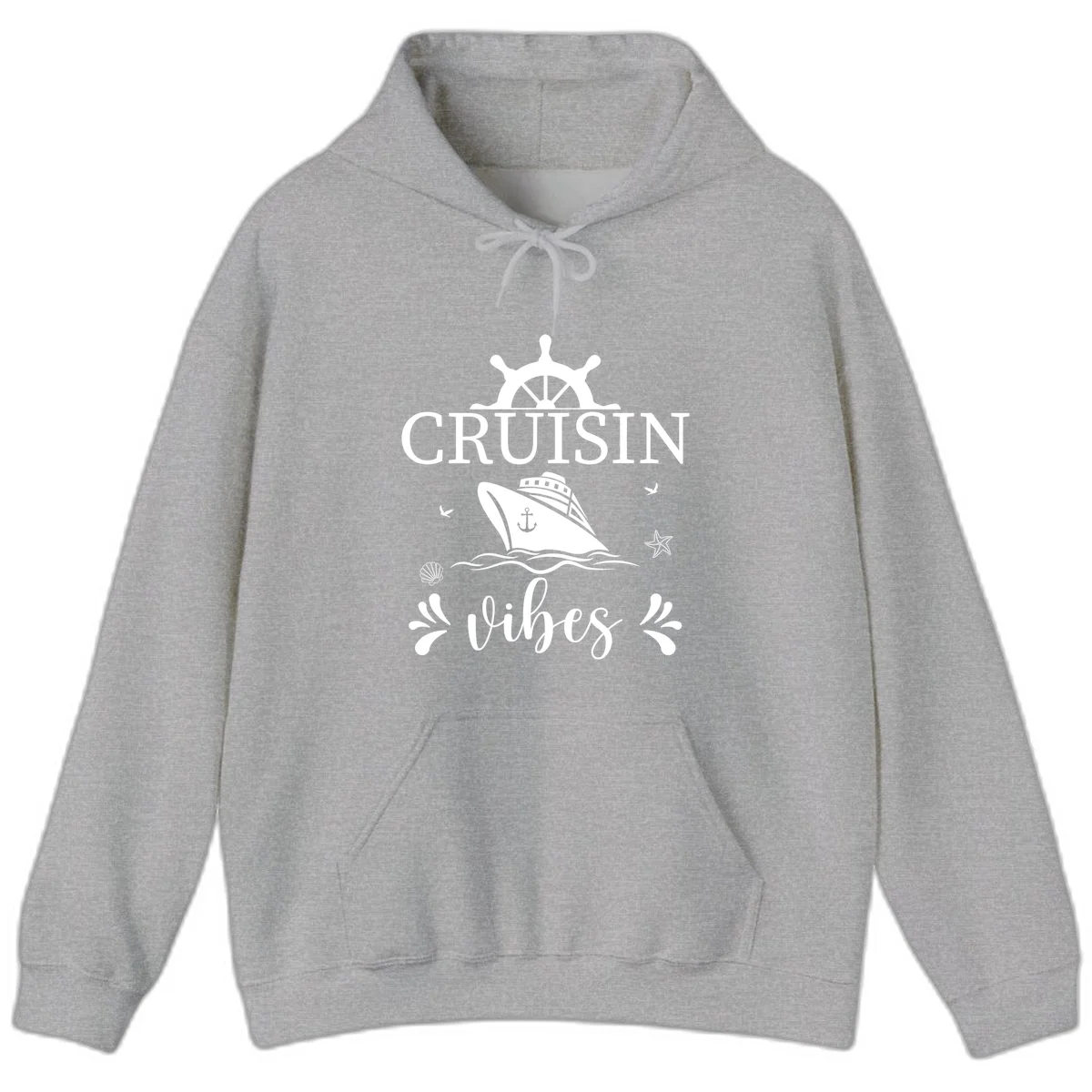 Cruisin Vibes Nautical Helm Hoodie in Sport Grey
