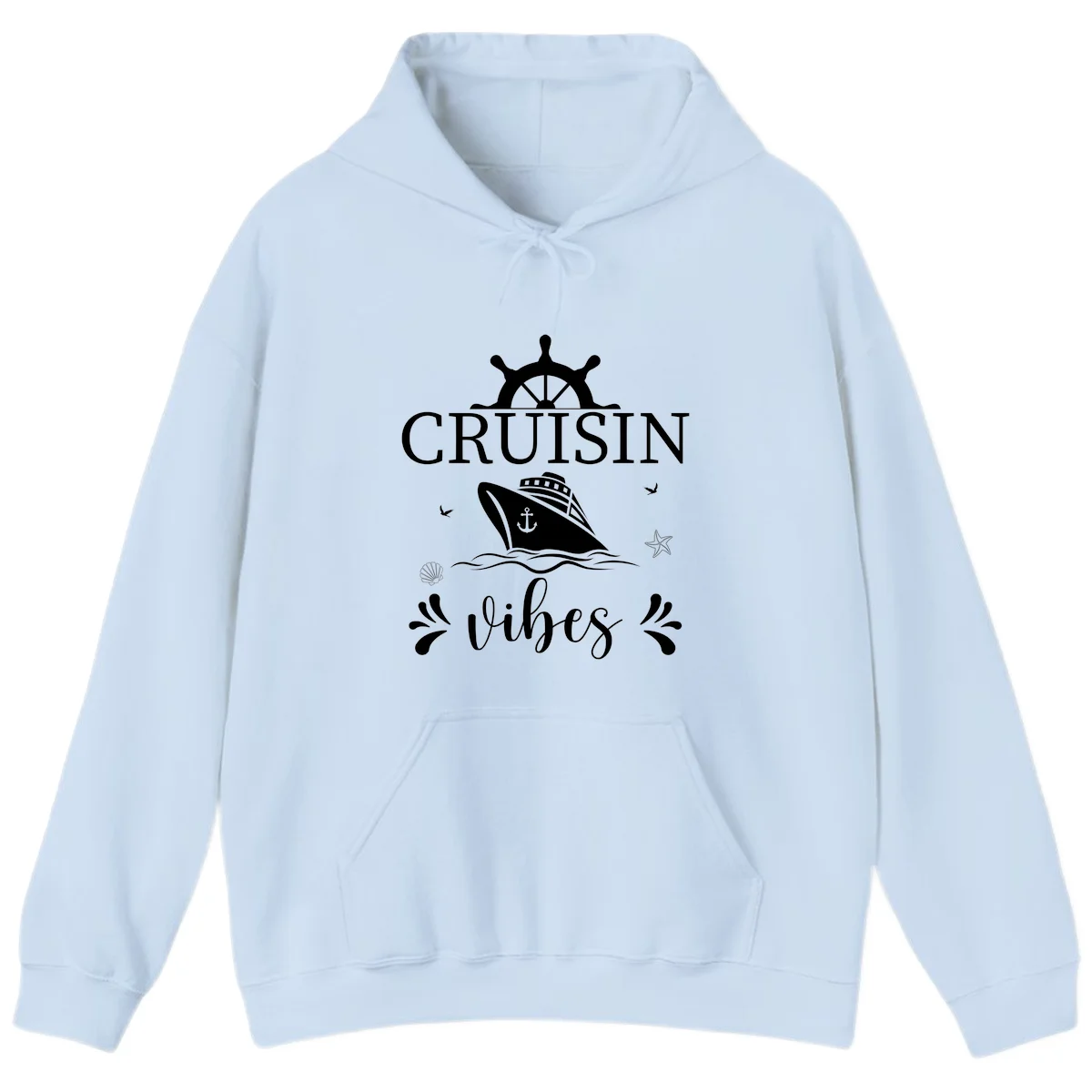 Cruisin Vibes Nautical Helm Hoodie in Light Blue