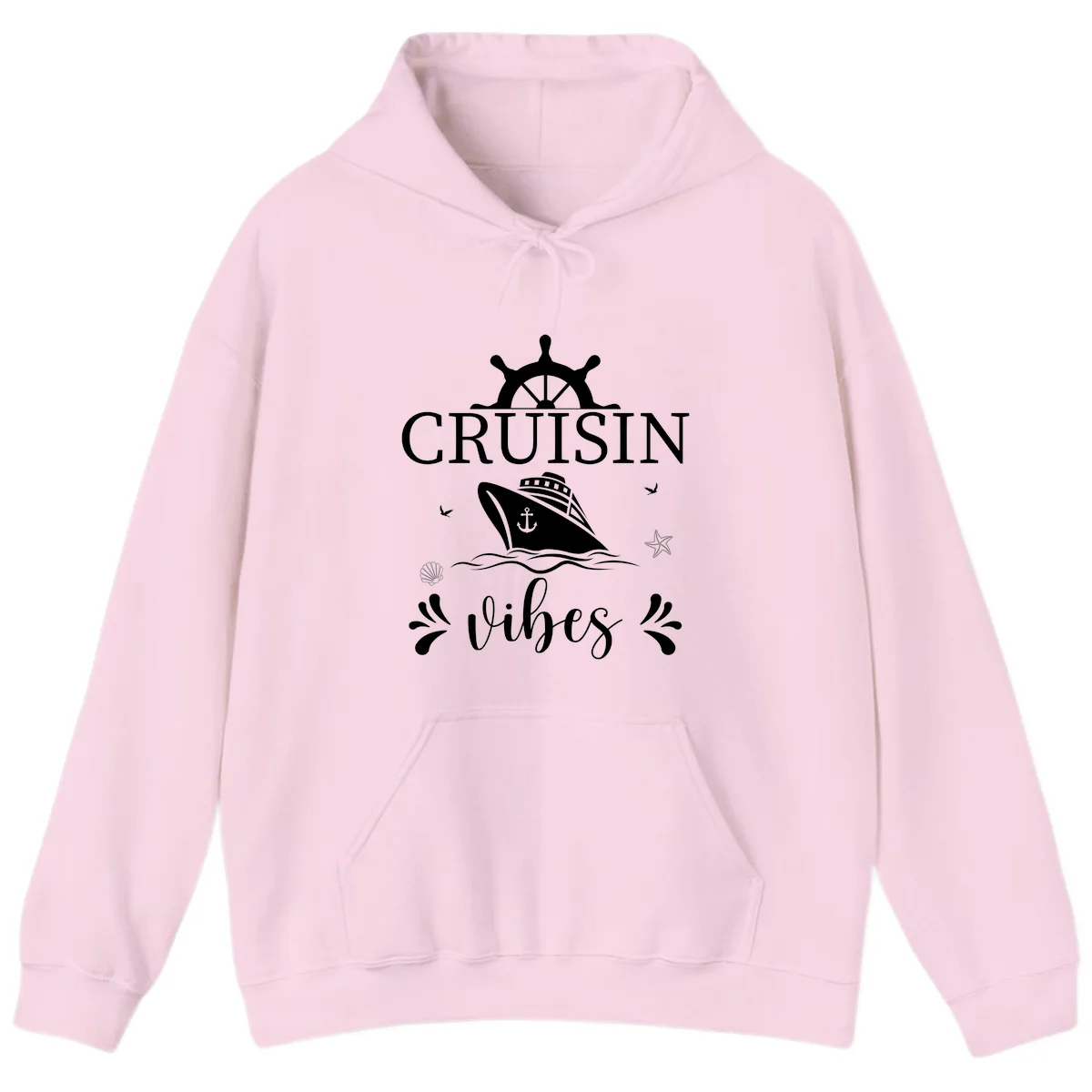 Cruisin Vibes Nautical Helm Hoodie in Light Pink