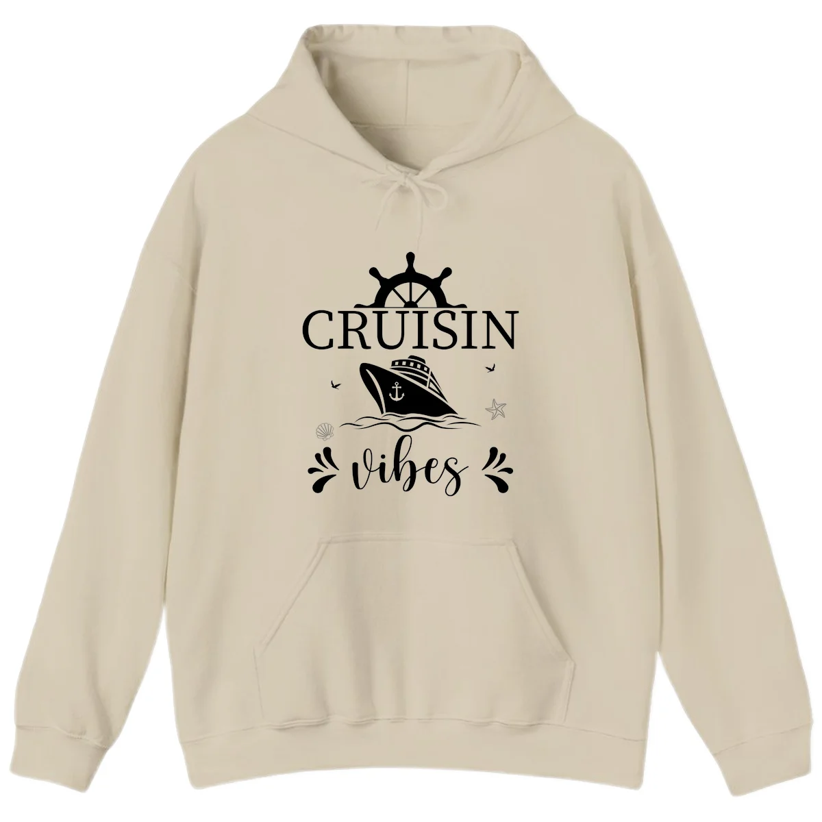 Cruisin Vibes Nautical Helm Hoodie in Sand
