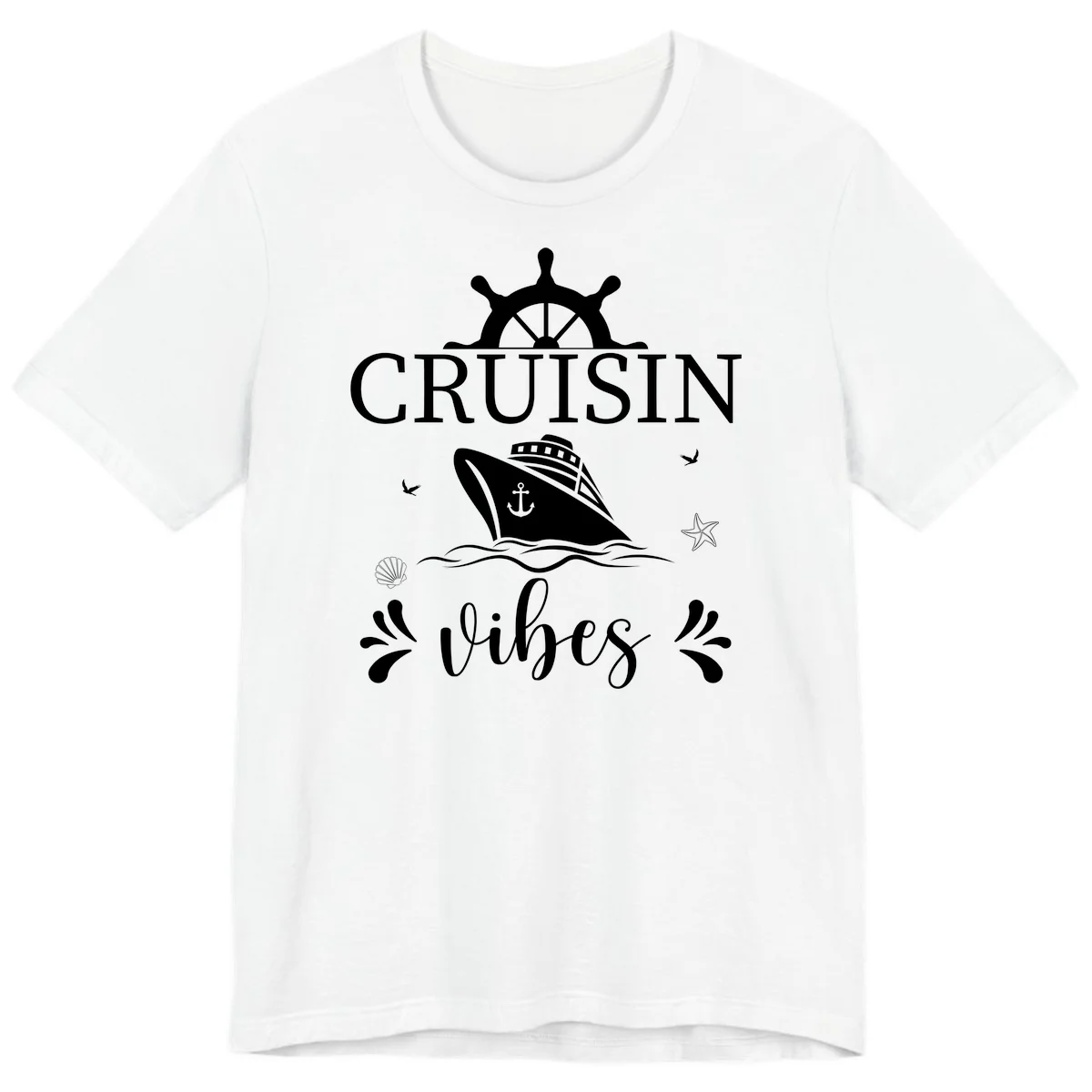 Cruisin Vibes Nautical Helm Premium T-Shirt in White