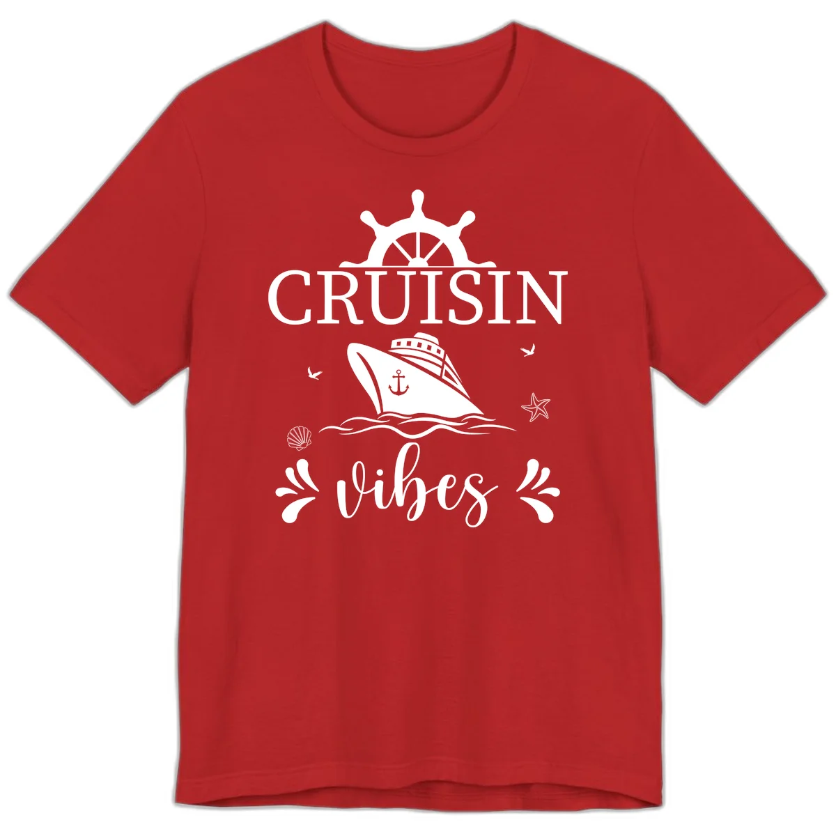 Cruisin Vibes Nautical Helm Premium T-Shirt in Red