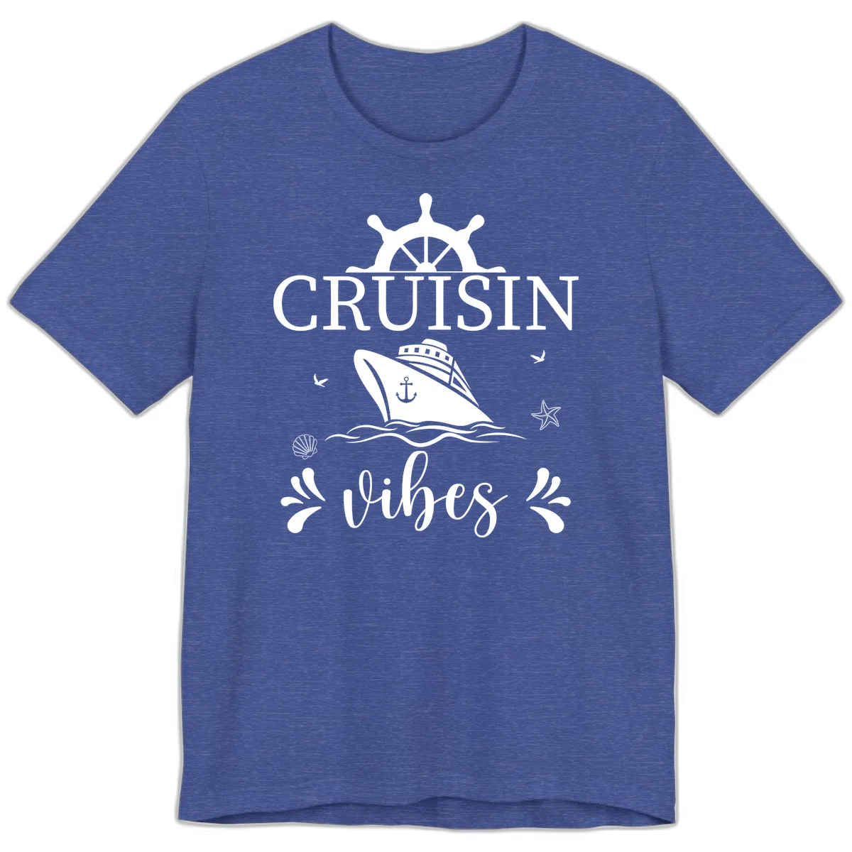 Cruisin Vibes Nautical Helm Premium T-Shirt in Heather True Royal