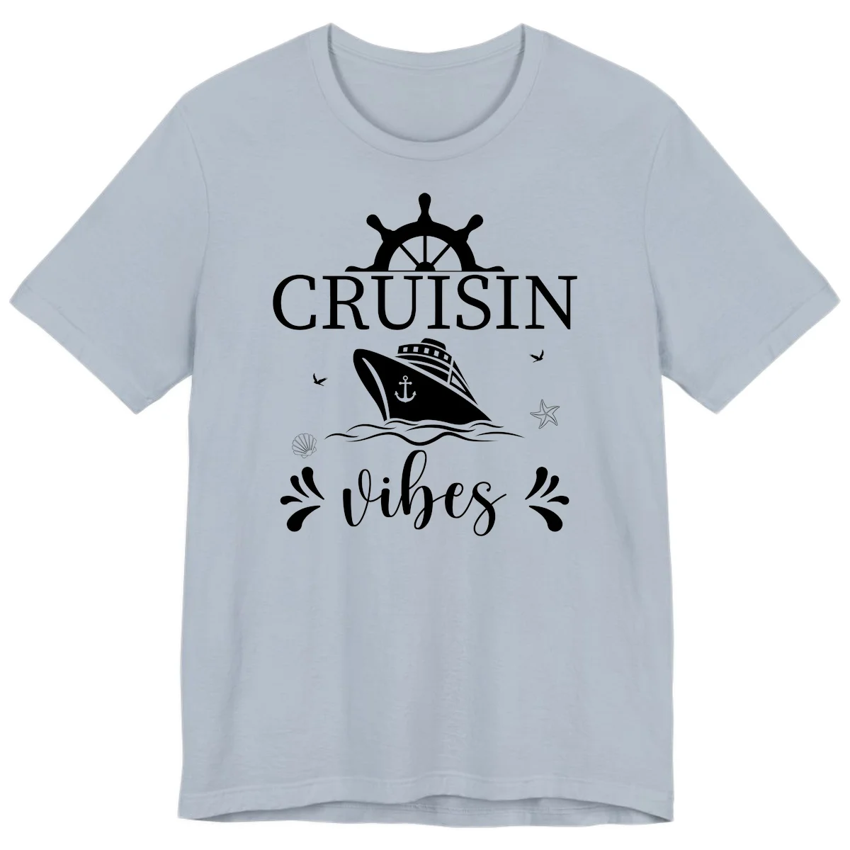 Cruisin Vibes Nautical Helm Premium T-Shirt in Light Blue