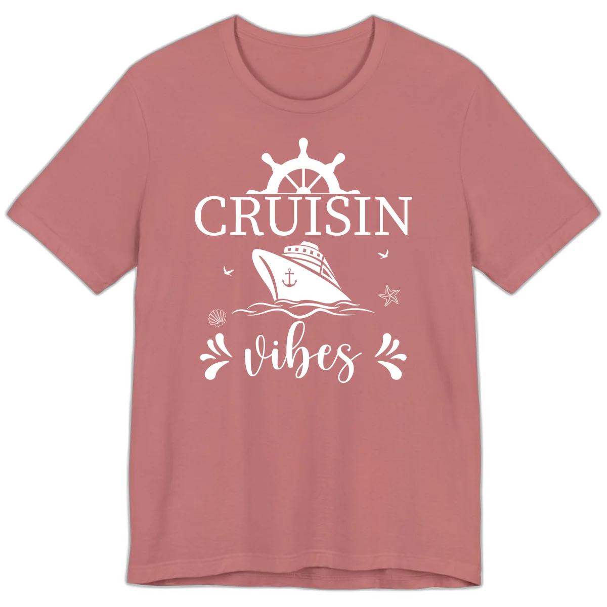 Cruisin Vibes Nautical Helm Premium T-Shirt in Mauve