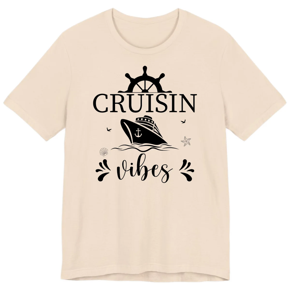 Cruisin Vibes Nautical Helm Premium T-Shirt in Soft Cream
