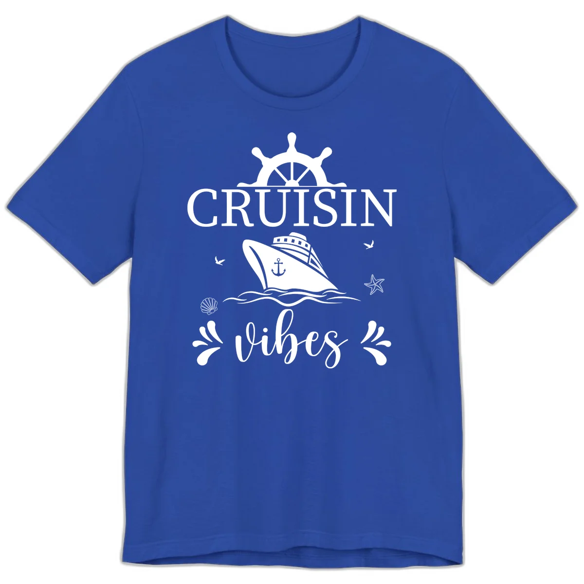 Cruisin Vibes Nautical Helm Premium T-Shirt in True Royal