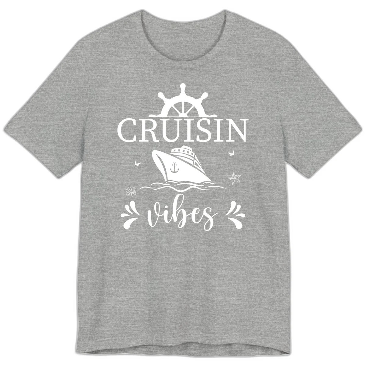 Cruisin Vibes Nautical Helm Premium T-Shirt in Athletic Heather