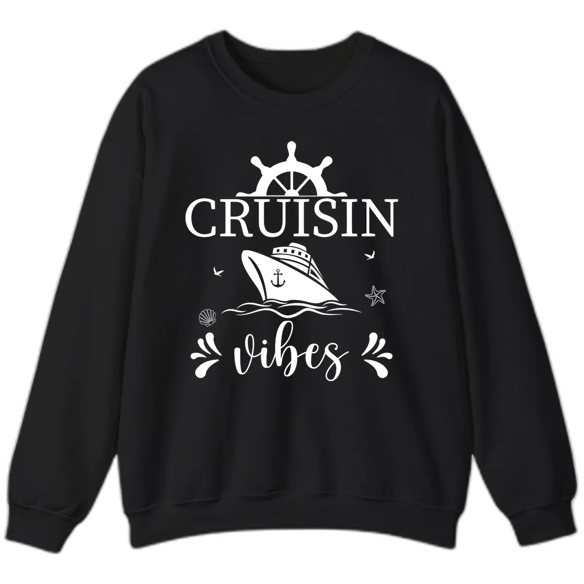 Cruisin Vibes Nautical Helm Sweatshirt in Black