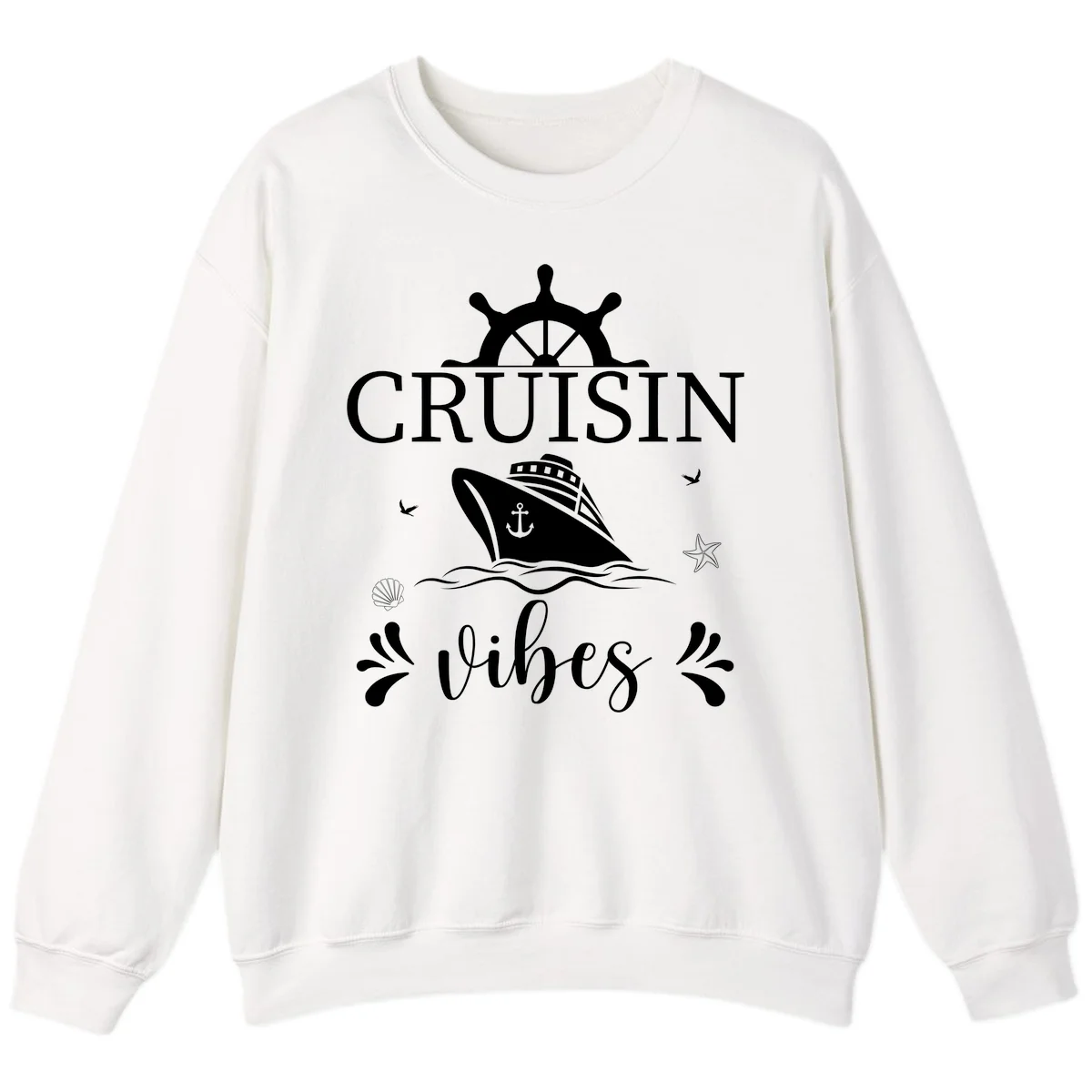 Cruisin Vibes Nautical Helm Sweatshirt in White