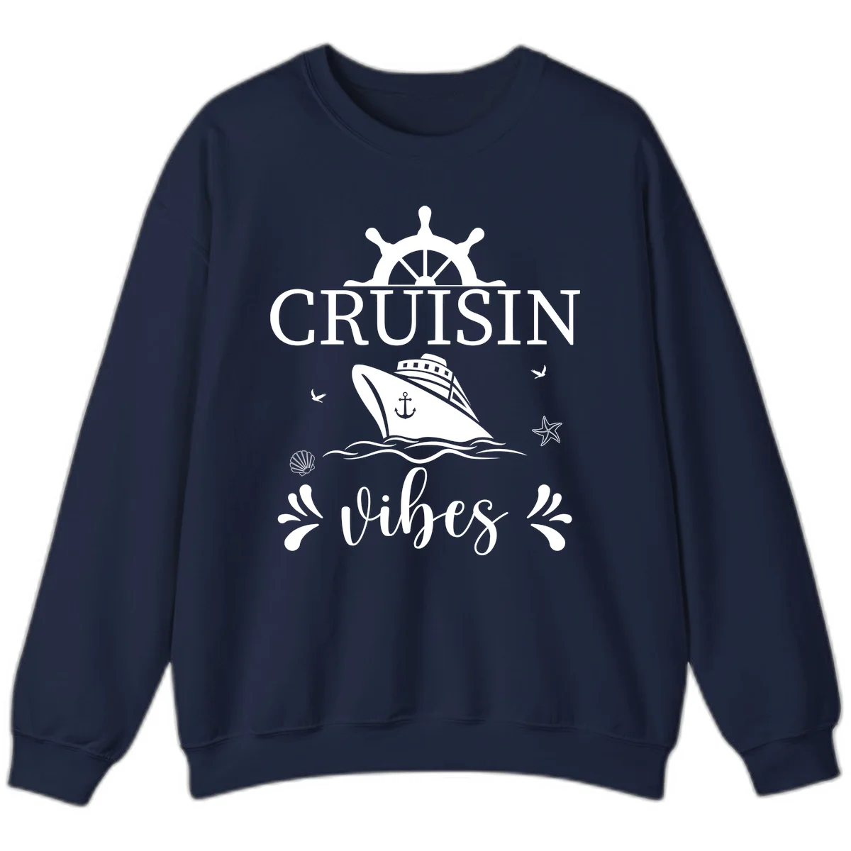 Cruisin Vibes Nautical Helm Sweatshirt in Navy