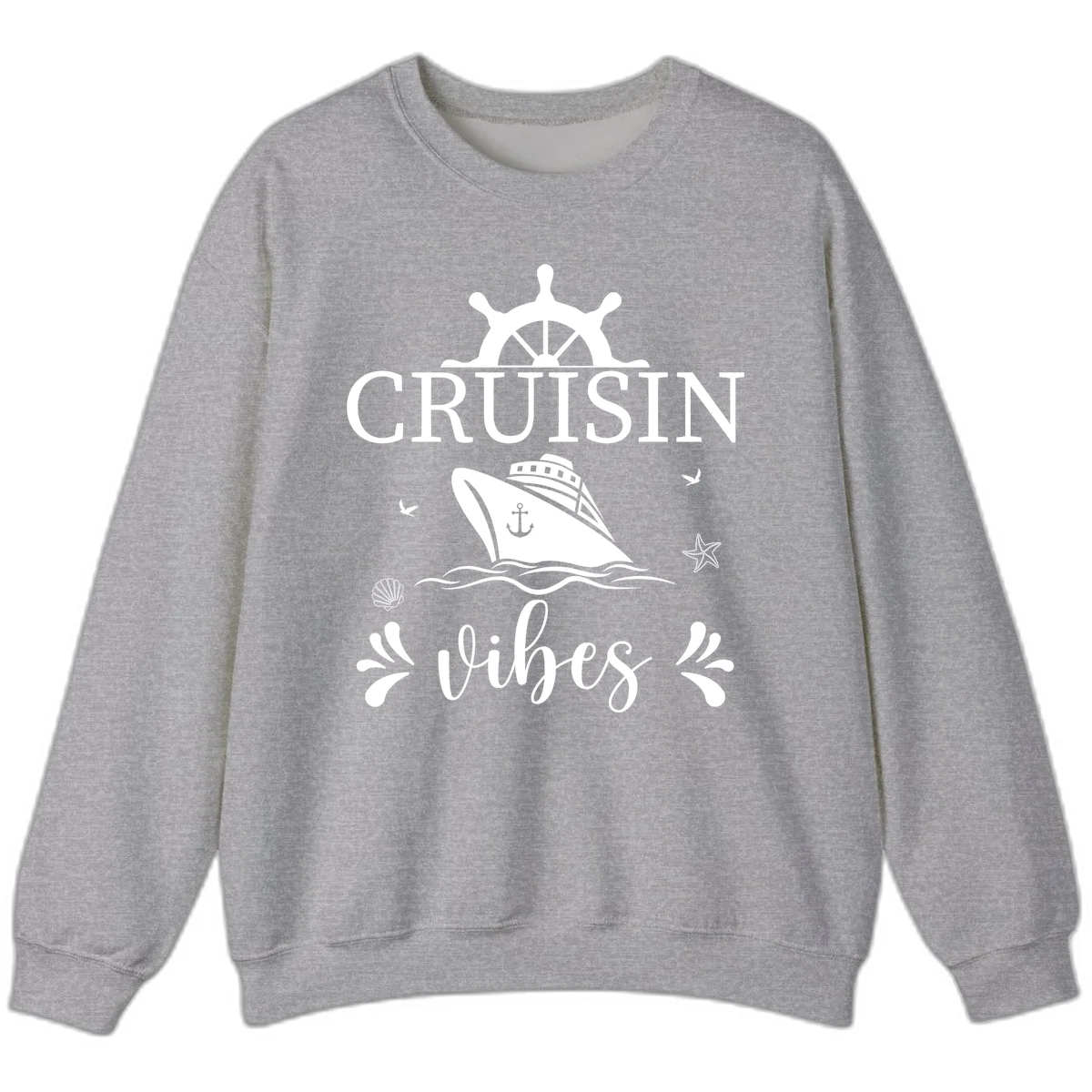 Cruisin Vibes Nautical Helm Sweatshirt in Sport Grey