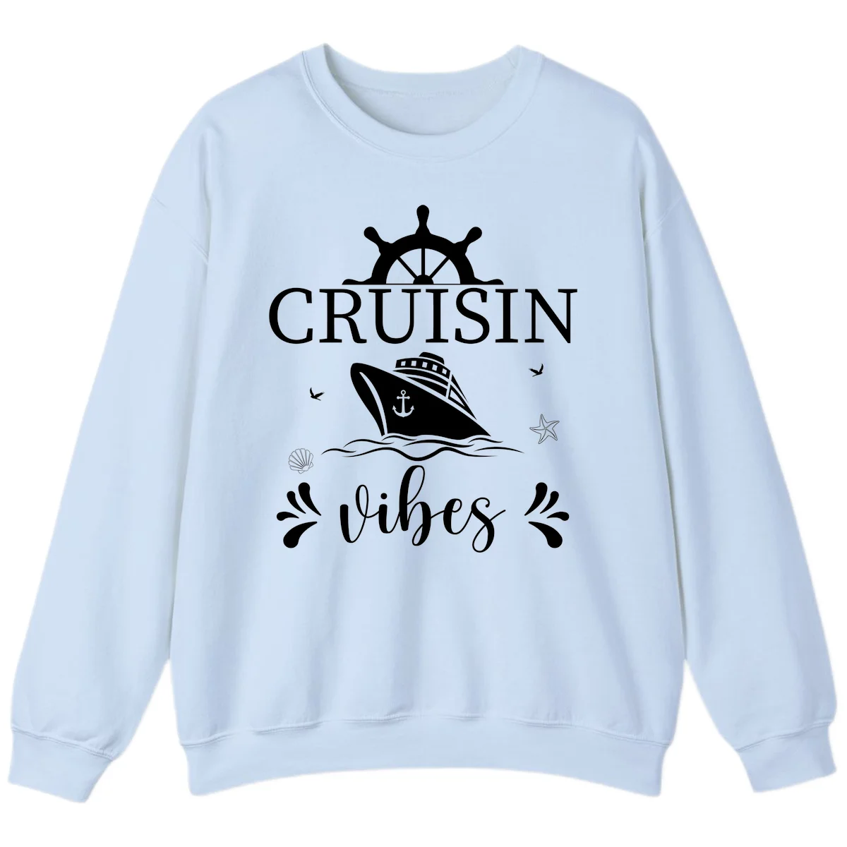 Cruisin Vibes Nautical Helm Sweatshirt in Light Blue