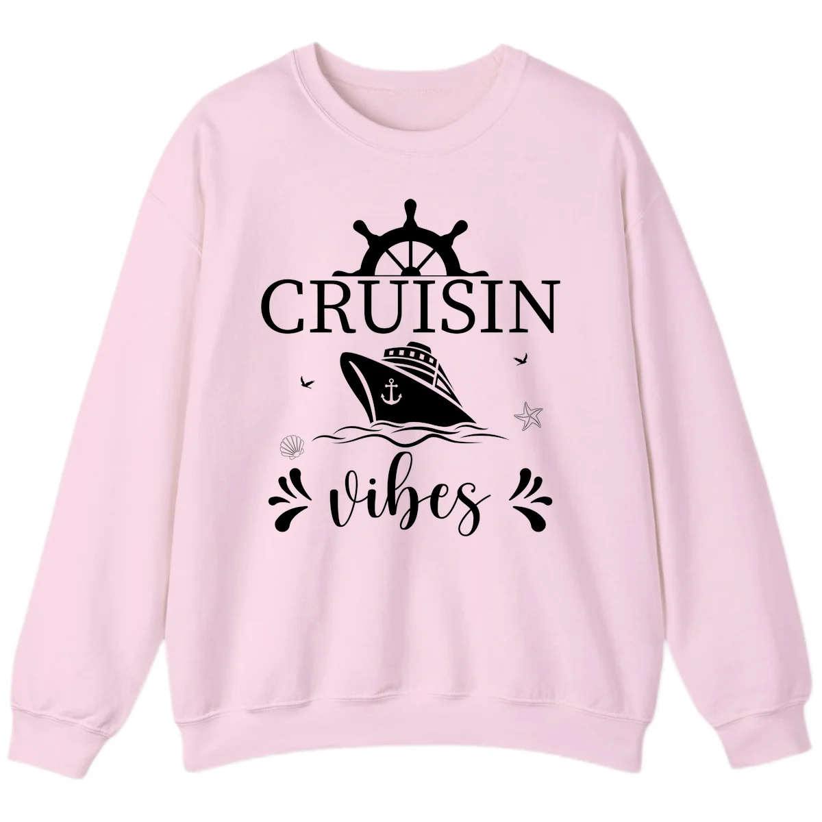 Cruisin Vibes Nautical Helm Sweatshirt in Light Pink