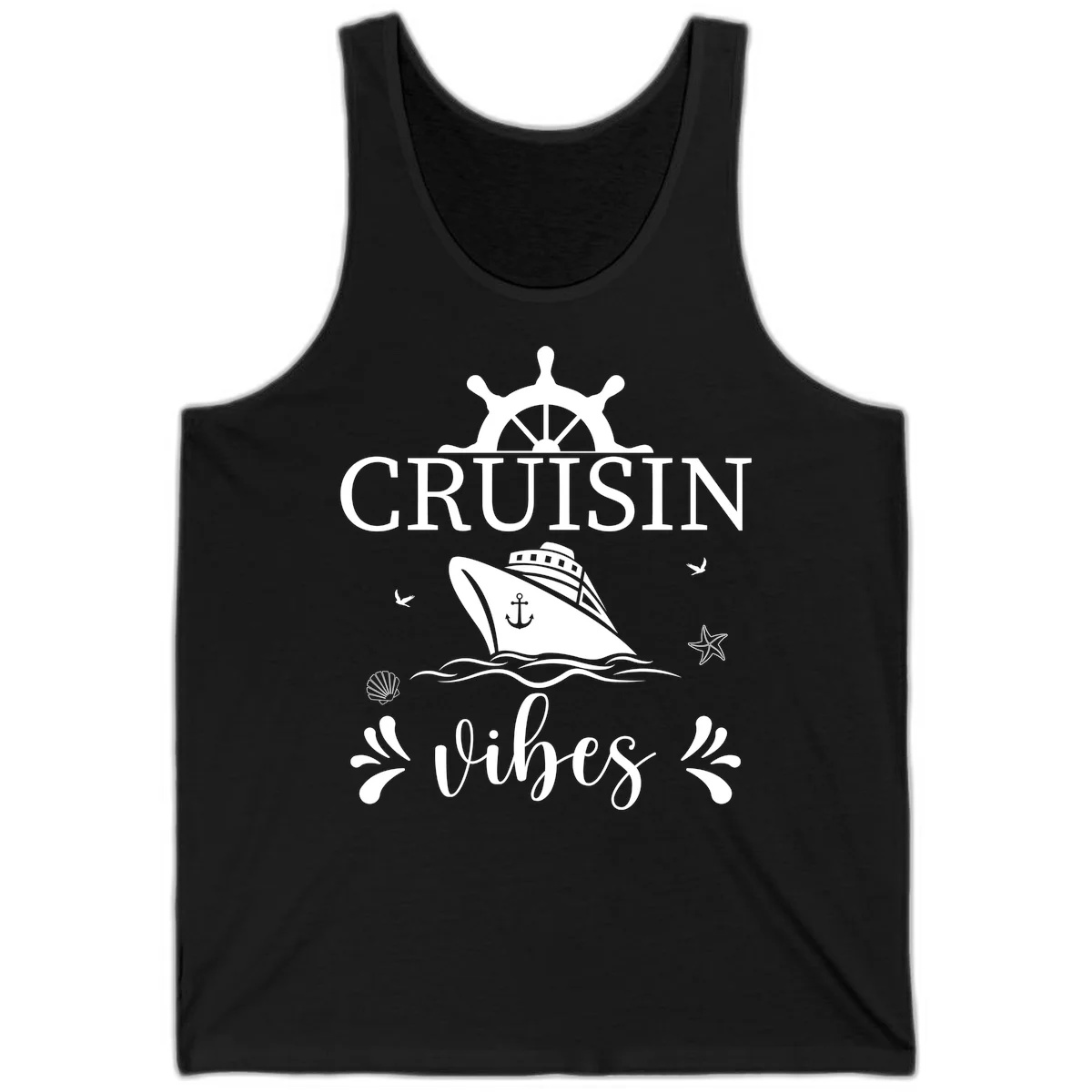 Cruisin Vibes Nautical Helm Tank in Black