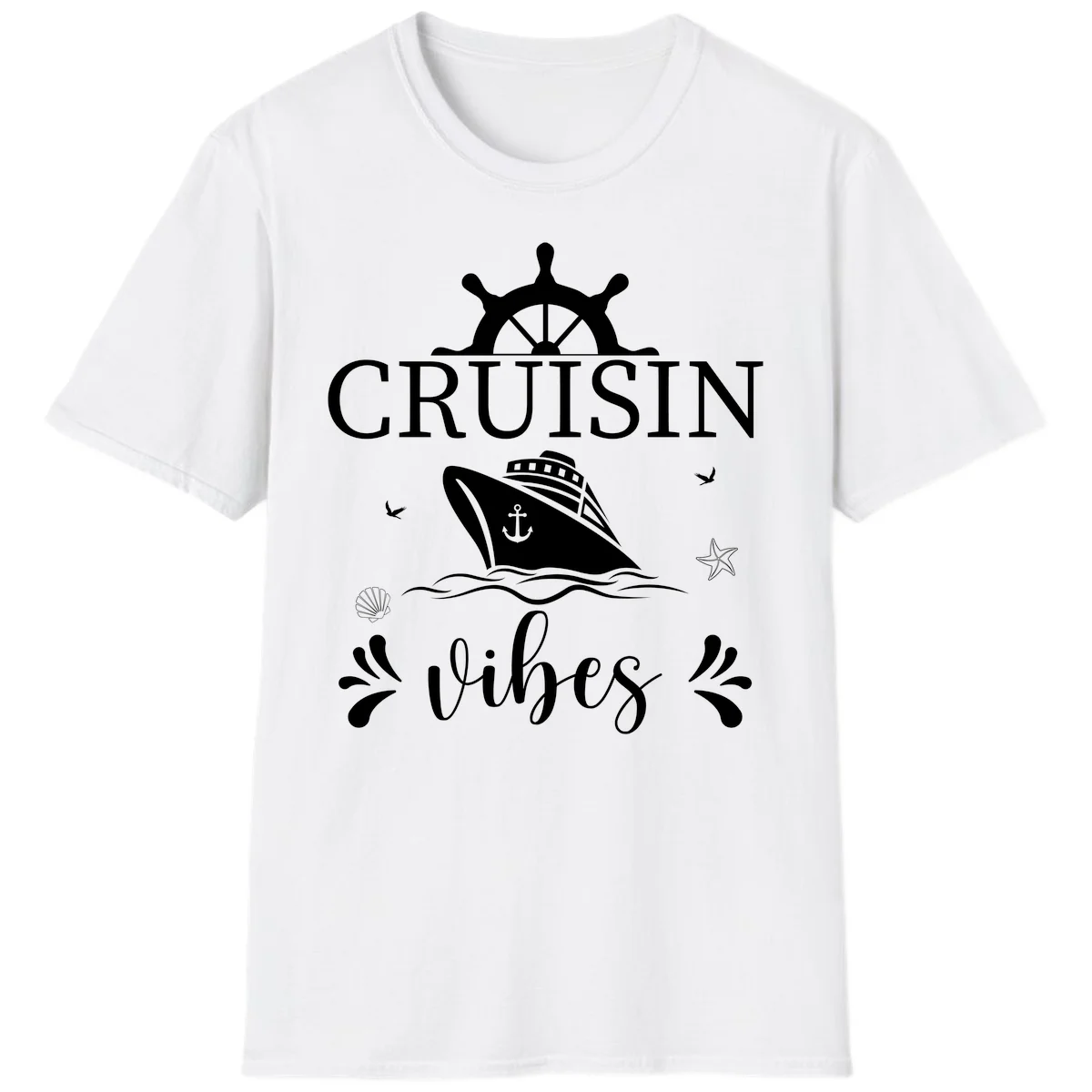 Cruisin Vibes Nautical Helm T-Shirt in White