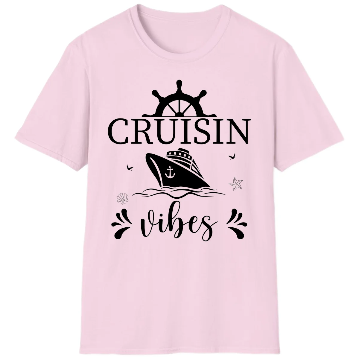 Cruisin Vibes Nautical Helm T-Shirt in Light Pink