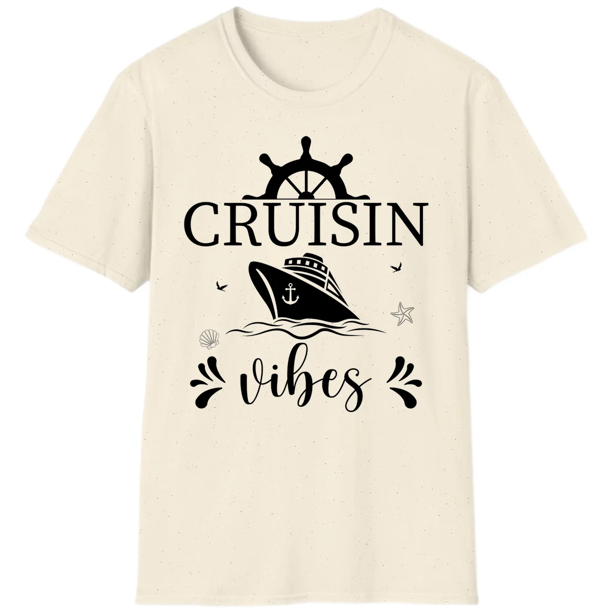 Cruisin Vibes Nautical Helm T-Shirt in Natural