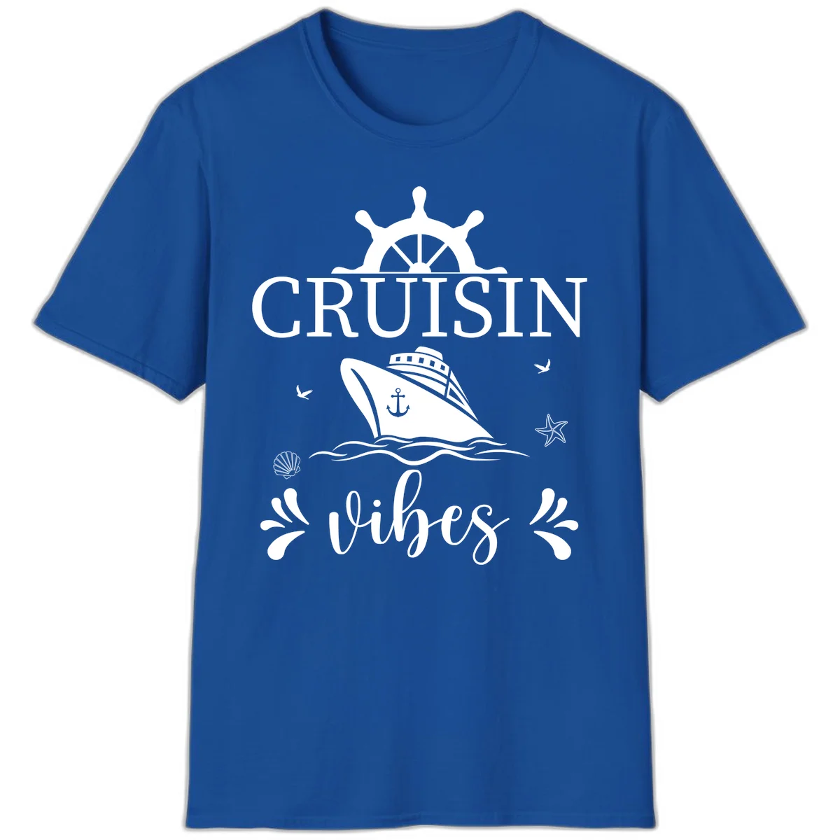 Cruisin Vibes Nautical Helm T-Shirt in Royal