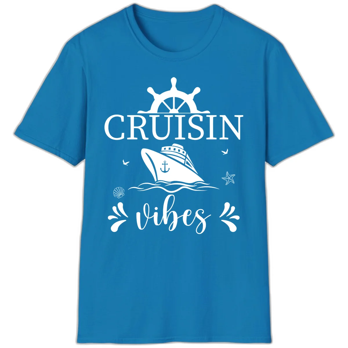 Cruisin Vibes Nautical Helm T-Shirt in Sapphire