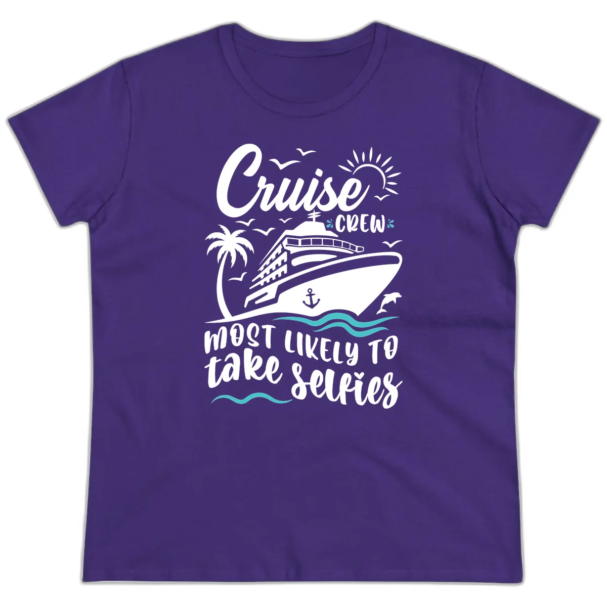 Cruise Crew Most Likely To Take Selfies Ladies Tee in Purple