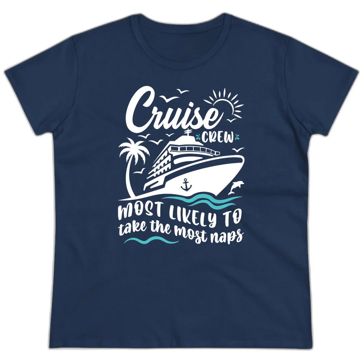 Cruise Crew Most Likely To Nap Ladies Tee in Navy