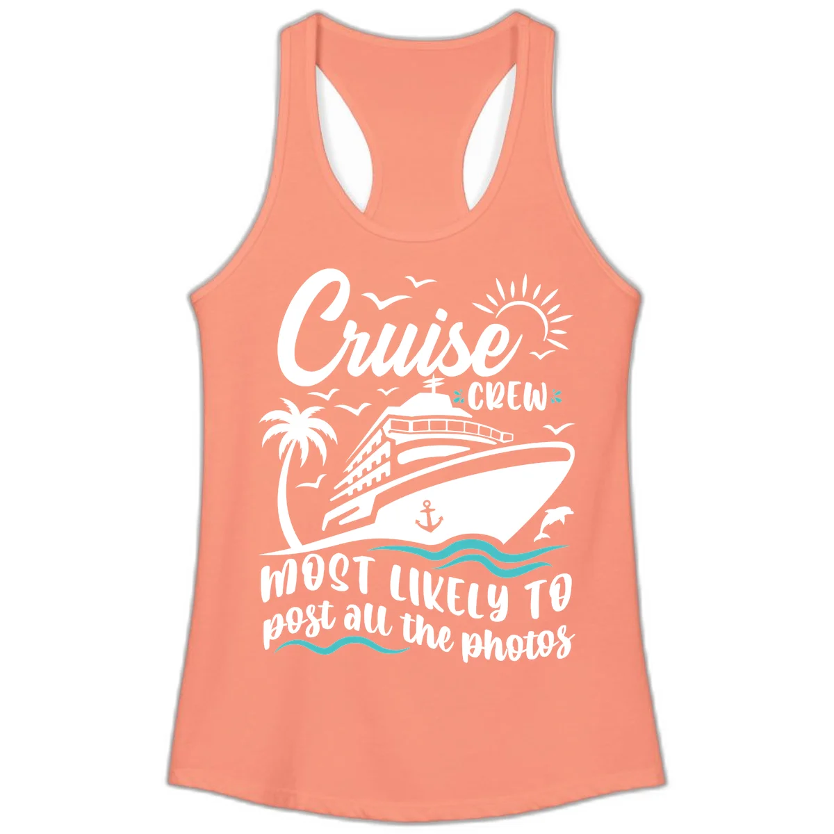 Cruise Crew Most Likely To Post Photos Ladies Tank in Solid Light Orange