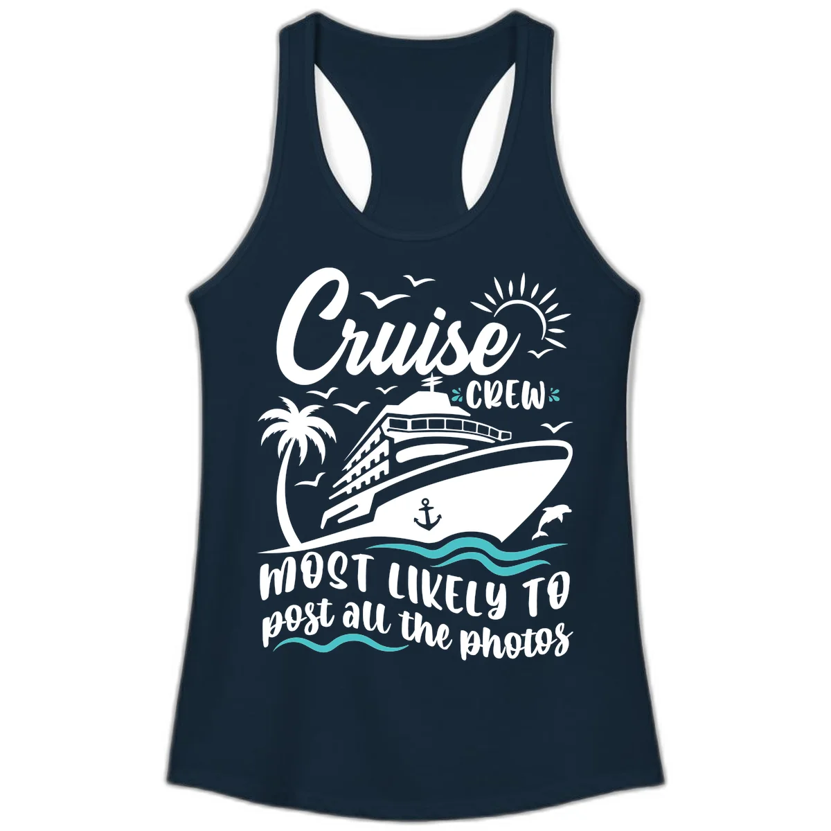 Cruise Crew Most Likely To Post Photos Ladies Tank in Solid Midnight Navy