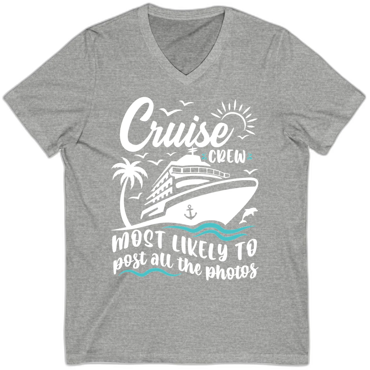Cruise Crew Most Likely To Post Photos V-Neck in Athletic Heather