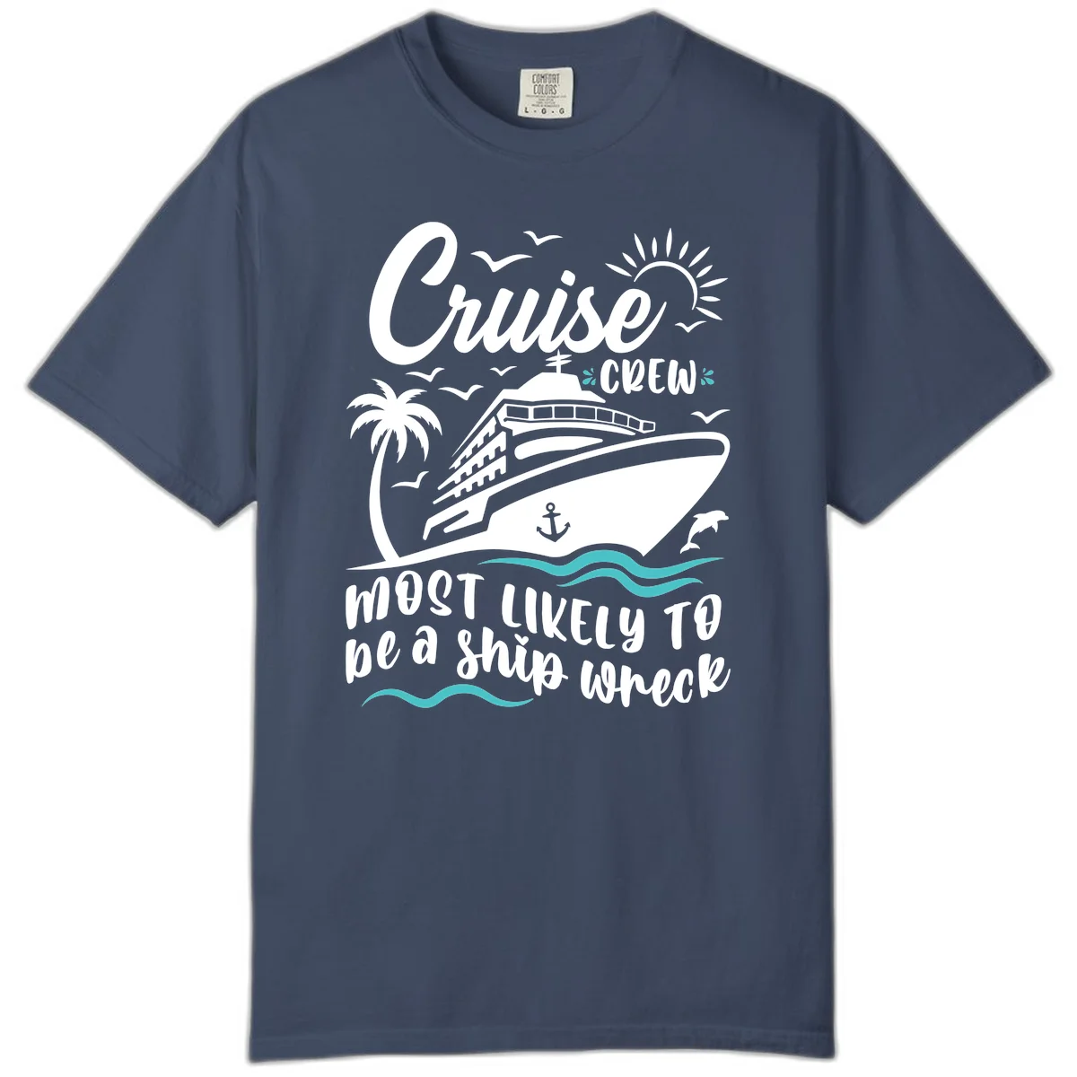 Cruise Crew Ship Wreck Comfort Color T-Shirt in Midnight