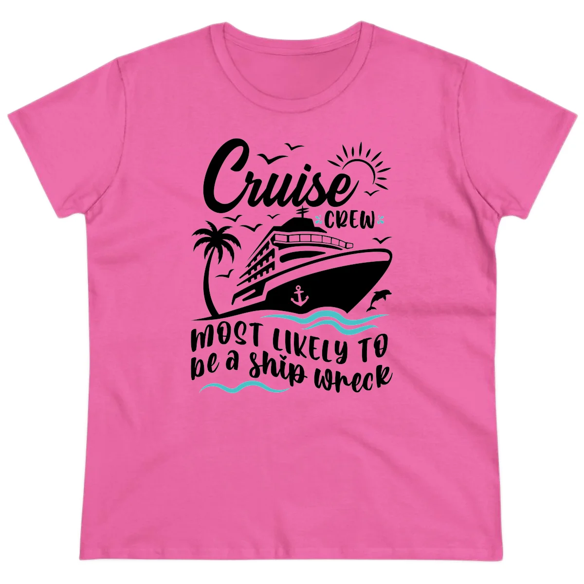 Cruise Crew Ship Wreck Ladies Tee in Azalea