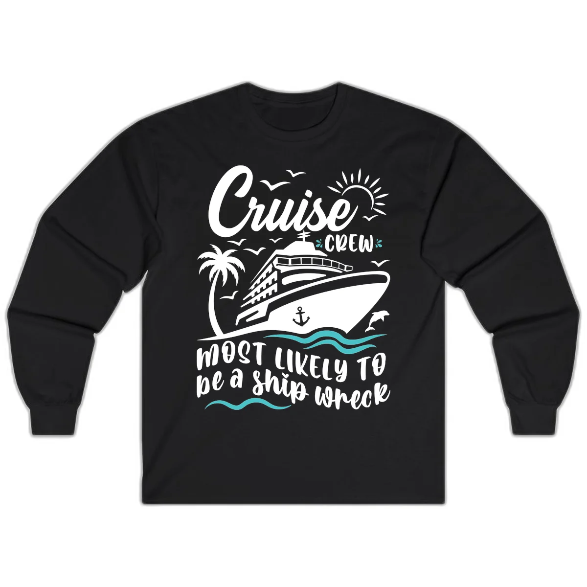 Cruise Crew Ship Wreck Long Sleeve Tee in Black