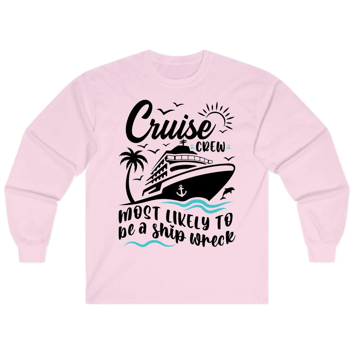 Cruise Crew Ship Wreck Long Sleeve Tee in Light Pink