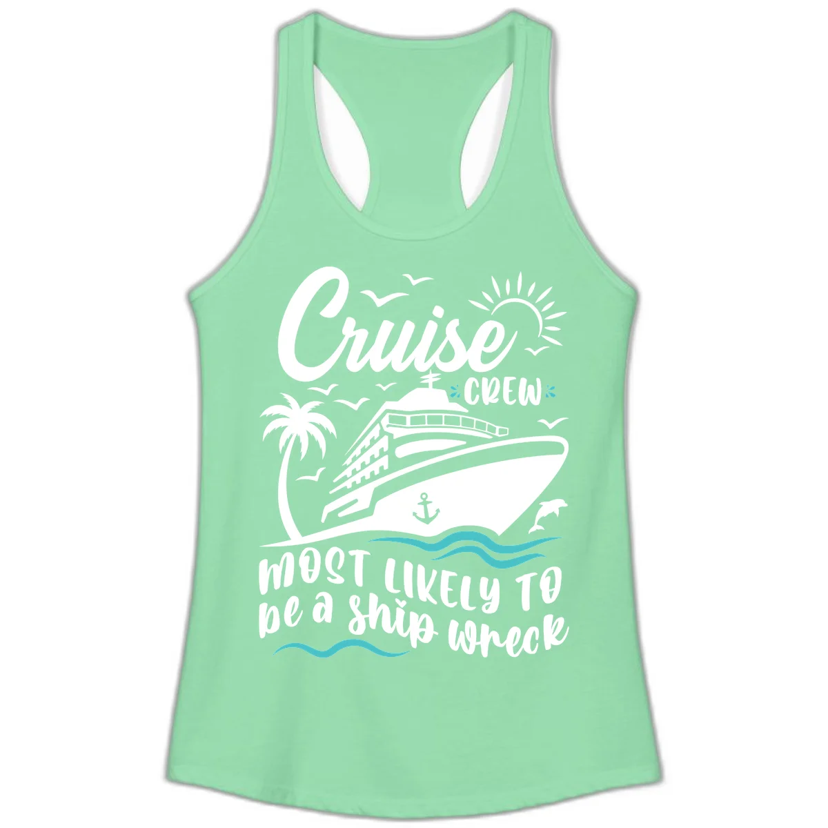 Cruise Crew Ship Wreck Ladies Tank Top in Solid Mint