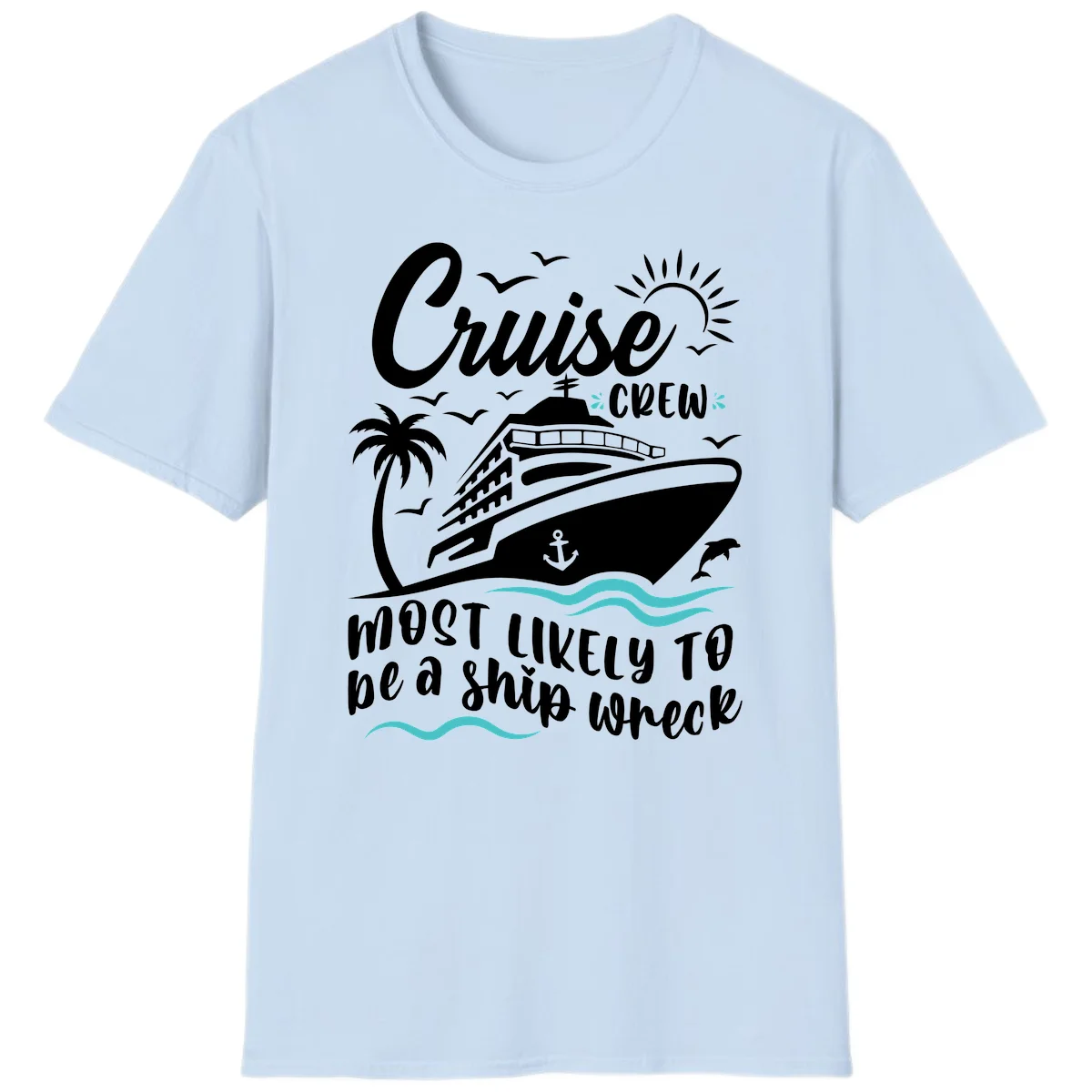 Cruise Crew Ship Wreck T-Shirt in Light Blue
